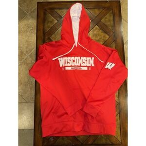 Champion Authentic Hoodie Men's XL Red Wisconsin Badgers Fleece Lined Pullover